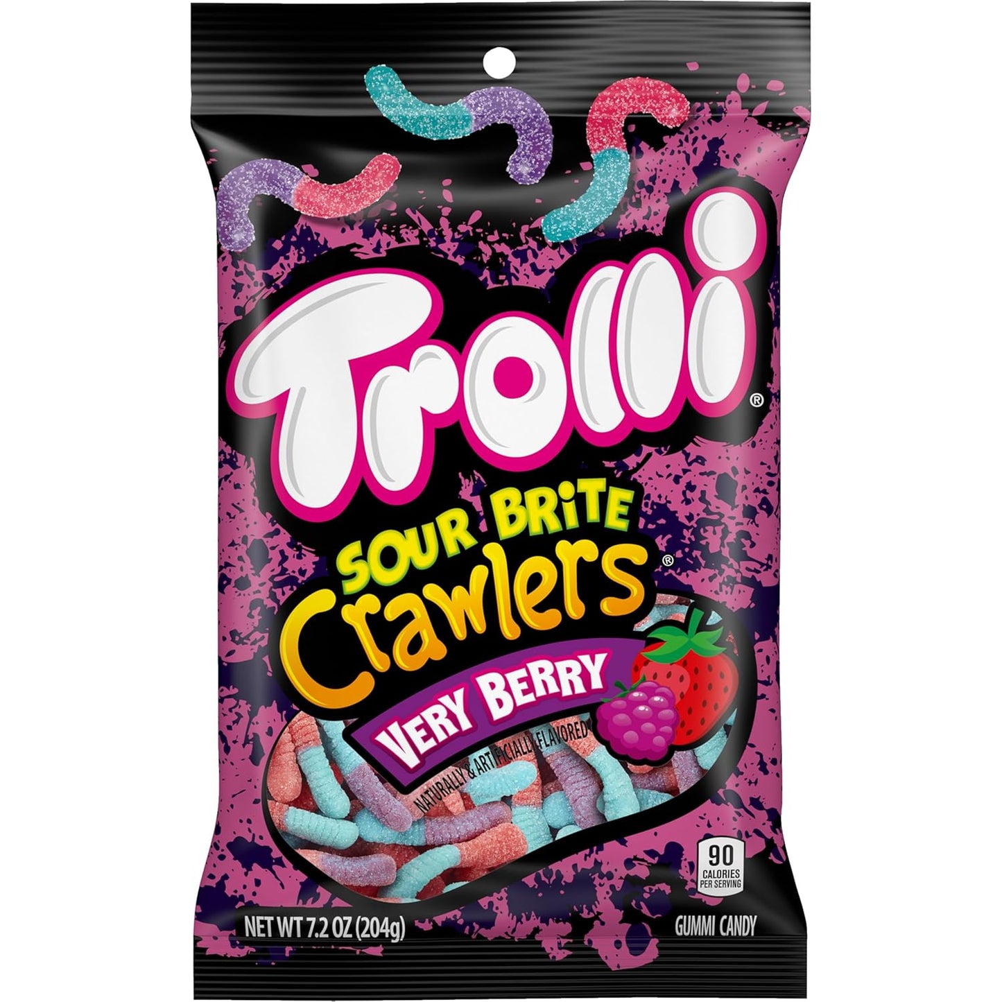Trolli Sour Brite Crawlers Very Berry Sour Gummy Worms – Birthday Party Goody Bag Candy for School Age Children