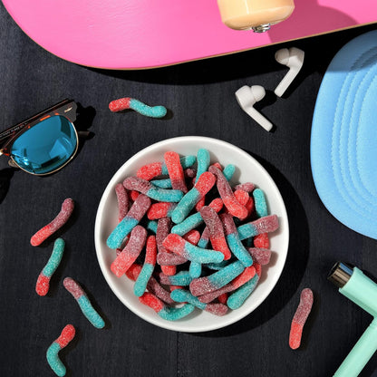 Trolli Sour Brite Crawlers Very Berry Sour Gummy Worms – Birthday Party Goody Bag Candy for School Age Children