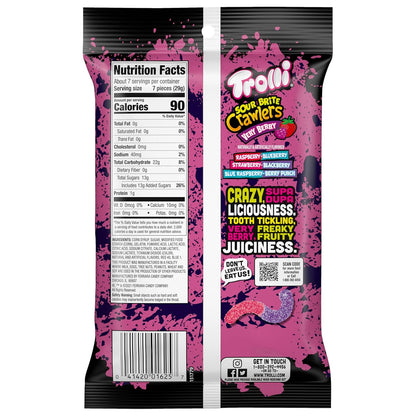 Trolli Sour Brite Crawlers Very Berry Sour Gummy Worms – Birthday Party Goody Bag Candy for School Age Children