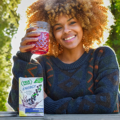True Lemon Energy Blueberry Acai – Functional Wellness Beverage with Green Tea Caffeine and Zero Sugar