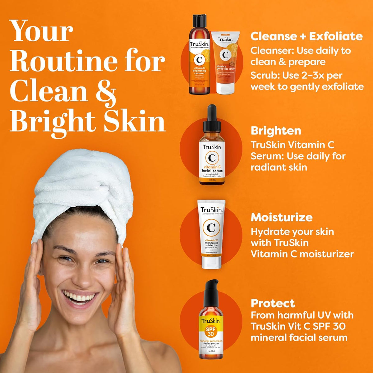 TruSkin Botanical Vitamin C Face Wash – Refined Cleanser with Aloe Vera & Orange Peel Extract
