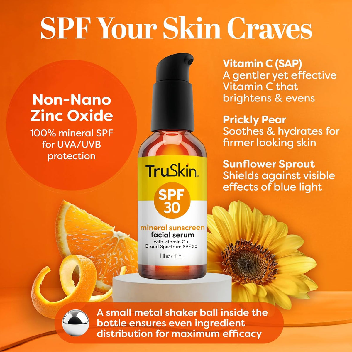 TruSkin Tinted Face Sunscreen Serum SPF 30 - Daily SPF for Desk-Side Touch-Ups and WFH Routines