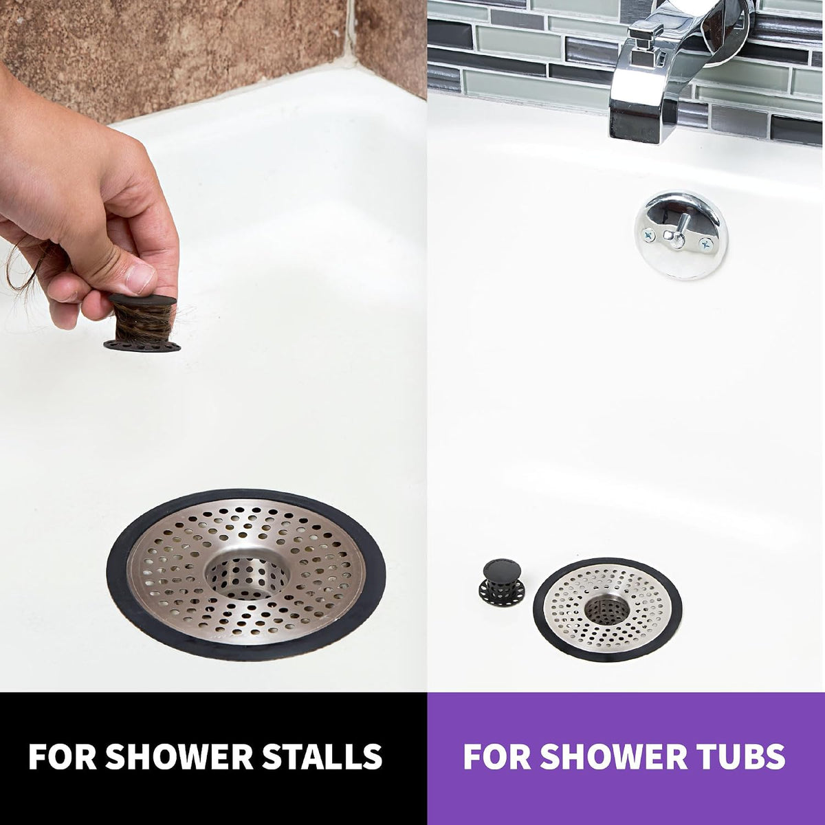 TubShroom ShowerShroom Low-Profile Hair Catcher for Family-Safe Bathroom Drain Maintenance, Eco-Friendly Clog Defense