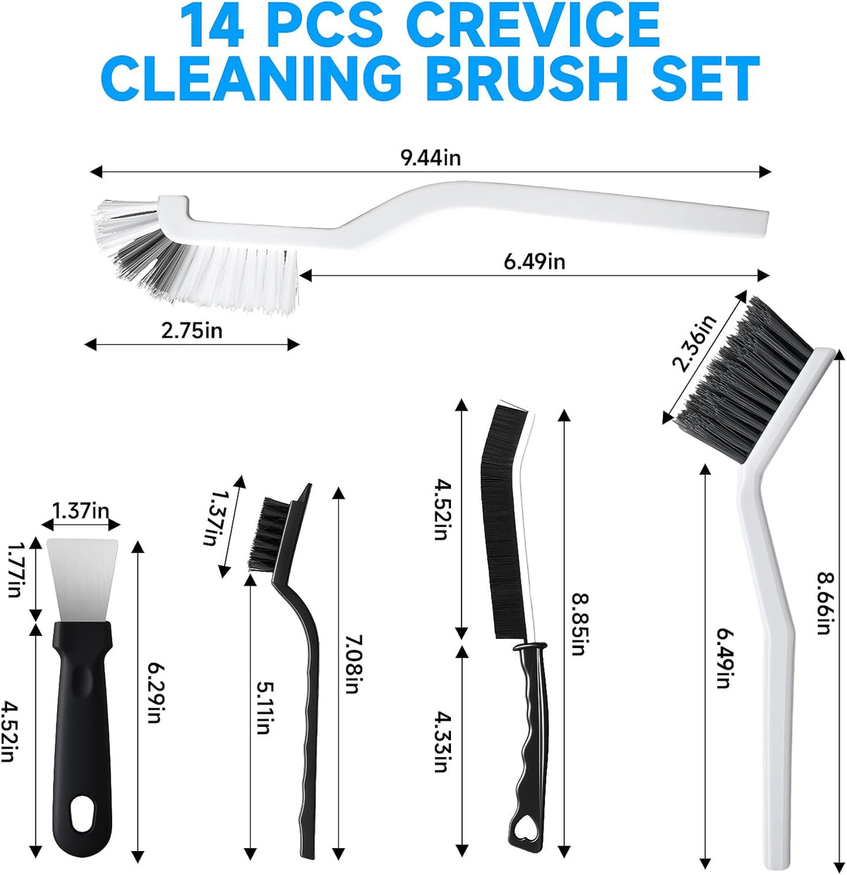 Turbo Bristle 14Pcs Wire and Nylon Brush Set – Reclaim Your Personal Retreat with Cleaner Tile Lines and Sparkling Fixtures