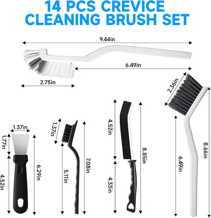 Turbo Bristle 14Pcs Wire and Nylon Brush Set – Reclaim Your Personal Retreat with Cleaner Tile Lines and Sparkling Fixtures