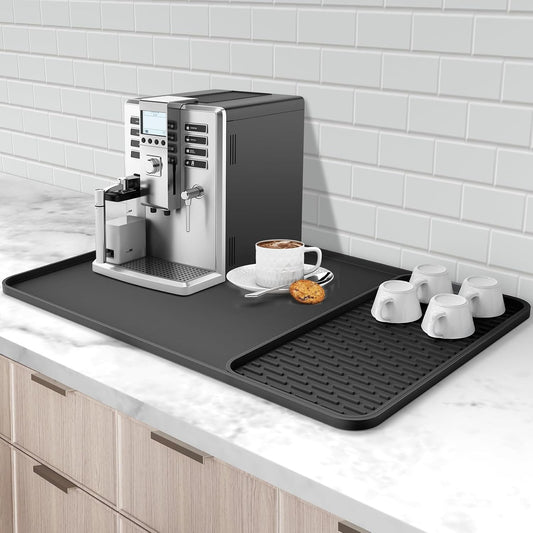 two-part design: 16"x24" (or 16"x16") main mat with a detachable draining dish-drying insert