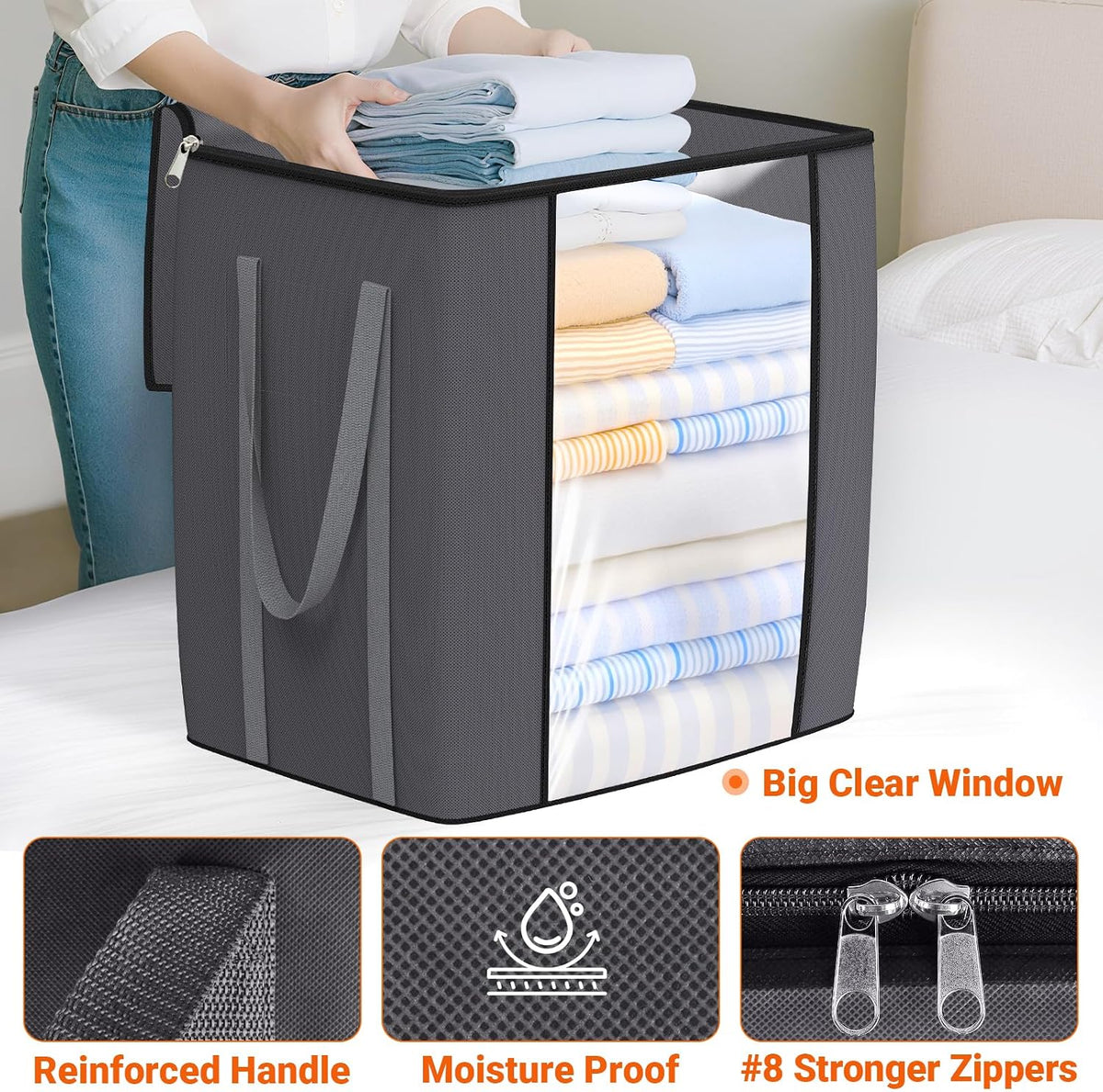two reinforced long handles for heavy load-bearing