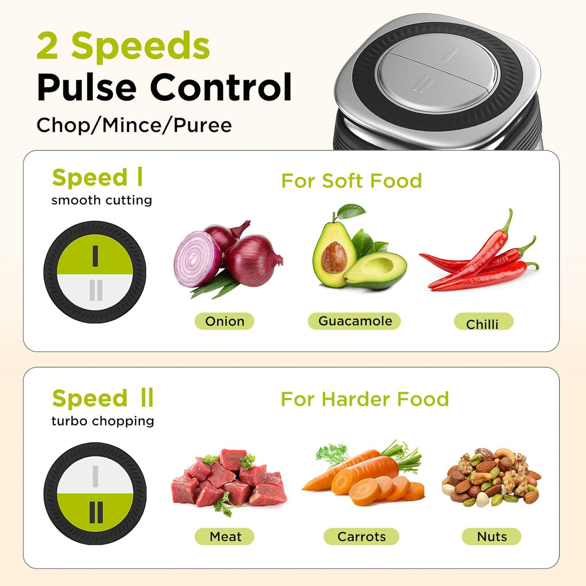 two-speed control with hold-to-run and pulse modes
