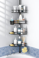 AeroHome Rustproof Shower Organizer – Minimalist Corner Caddy for Spa-Style Bathroom Decor, No-Drill Tension Pole