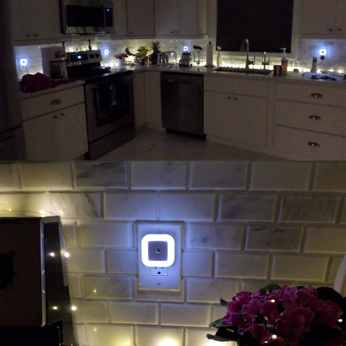 Uigos Plug-in Night Light – Neutral Daylight Glow Dusk to Dawn Light for Minimalist Living Rooms and Hallways, 6-Pack