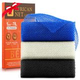 UJFQBH Long Net Shower Sponge 3-Pack – Stretchable Exfoliating Body Scrubber for Dead Skin Removal, Mindful Bath Time & Silky Smooth Results