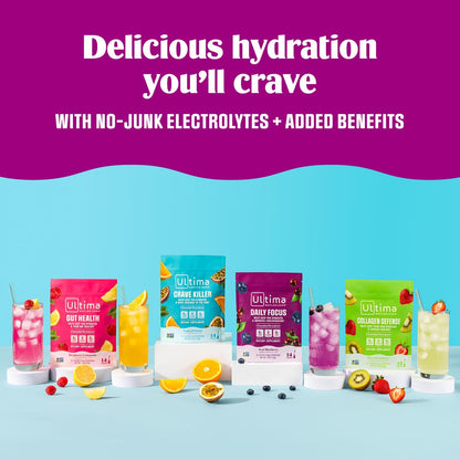 Ultima Replenisher Sugar Free Hydration Powder - Raspberry Lemonade Gut Health Stickpacks for Self Care Routine and Daily Wellness