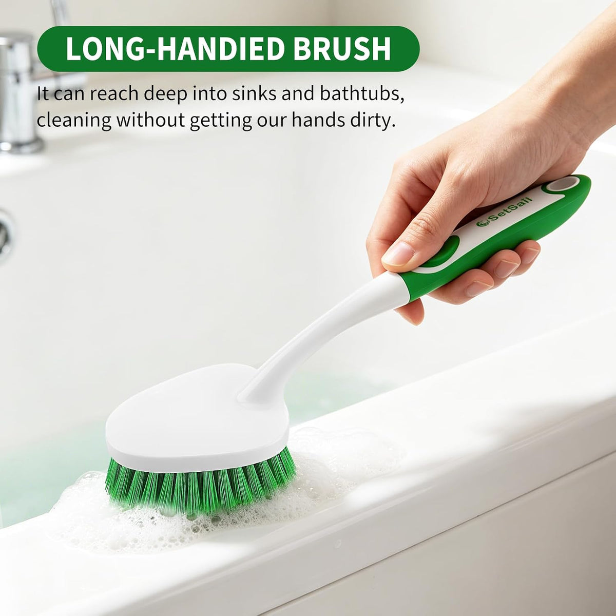 ultra-narrow crevice brush head for grout, window sills, sink corners, and tight gaps
