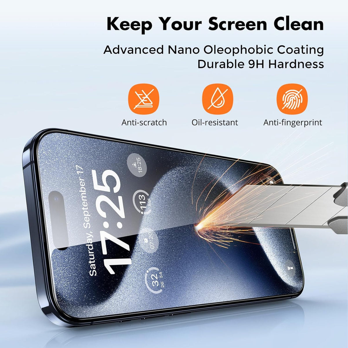 UNBREAKcable iPhone 15 Pro Max 6.7" Screen Protector 3-Pack with 99.9% HD Clarity – Smooth Touchscreen for Work-from-Home Productivity