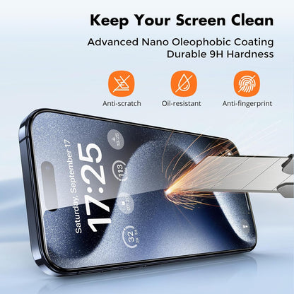 UNBREAKcable iPhone 15 Pro Max 6.7" Screen Protector 3-Pack with 99.9% HD Clarity – Smooth Touchscreen for Work-from-Home Productivity