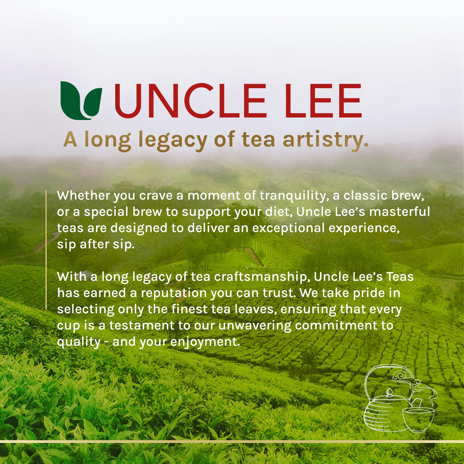 Uncle Lee's Organic Matcha Green Tea Bags – Light Caffeine Herbal-Style Drink for Mindful Living and Inner Calm