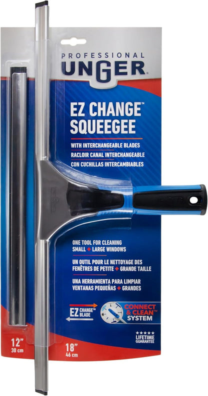 Unger Professional Connect and Clean Squeegee with Cushioned Grip – Sparkling Window Care for Picture-Perfect Home Views