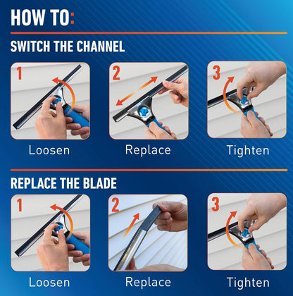 Unger Professional Connect and Clean Squeegee with Cushioned Grip – Sparkling Window Care for Picture-Perfect Home Views