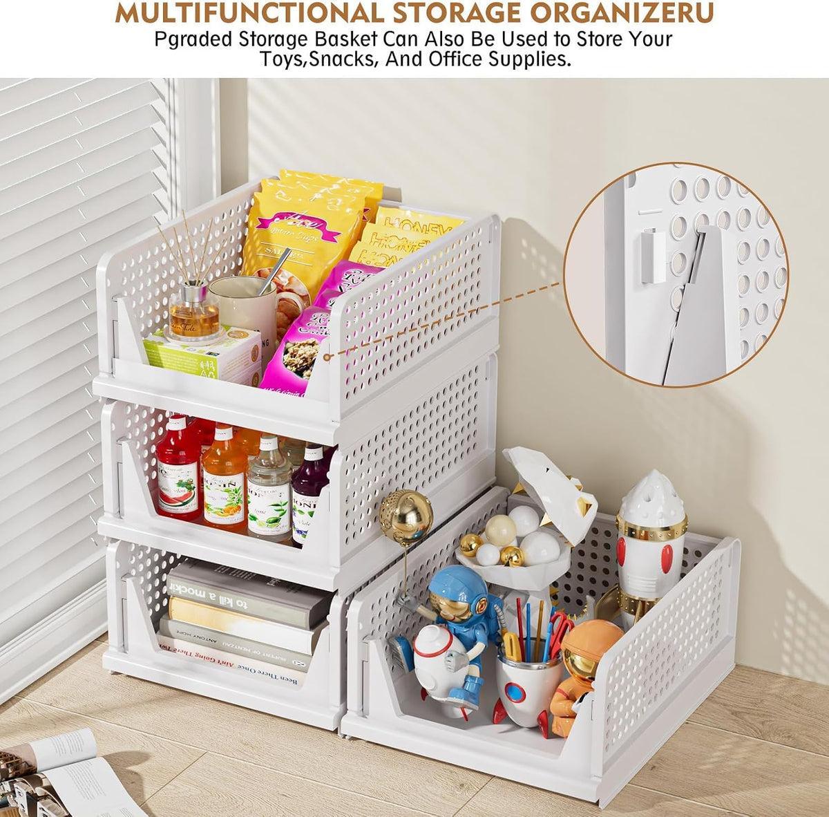 Upgraded Closet Organizers and Storage – Decorative Closet Organizer for Linen Closet, Waterproof PP Stackable Bins
