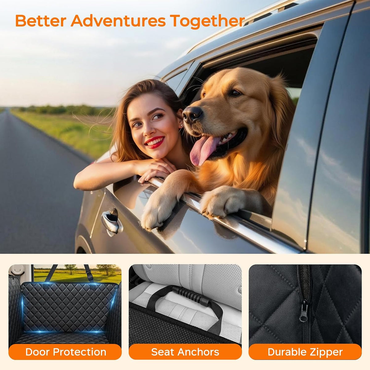 URPOWER Dog Car Seat Cover Gift for New Puppy Parents, Waterproof Hammock Ready for First Road Trip