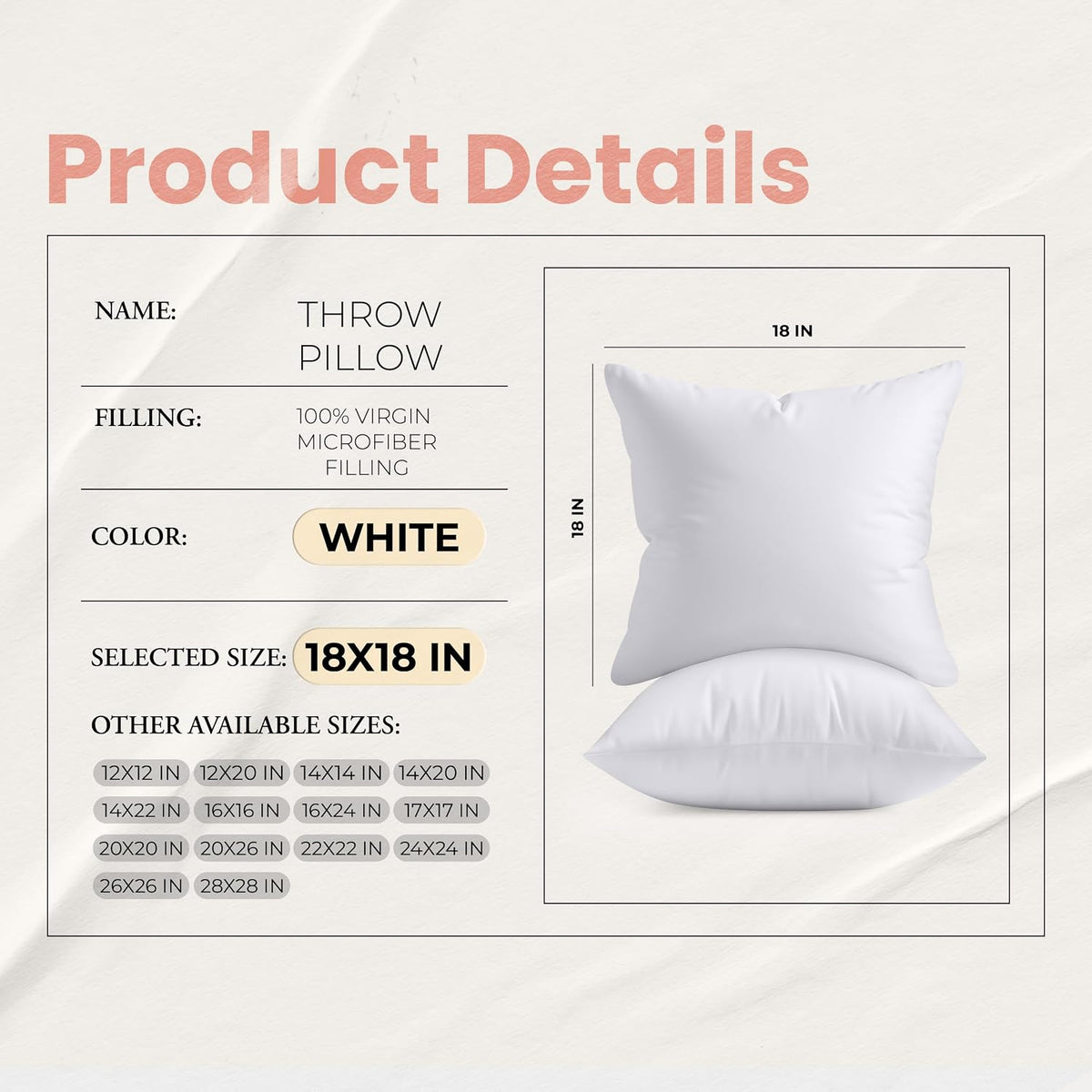 Utopia Bedding 18x18 Decorative Pillow Inserts – Practical Holiday Gift for Friends Setting Up a New Apartment