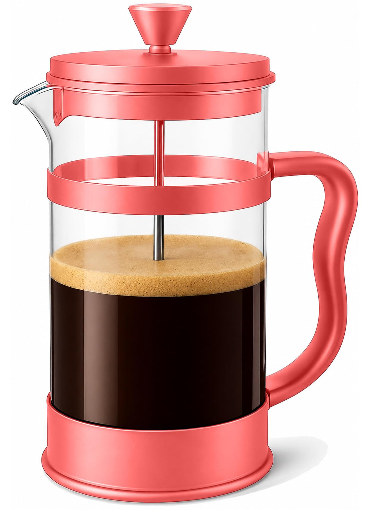 Utopia Kitchen Manual French Press with Borosilicate Carafe – Statement Coffee Brewer for Open-Concept Kitchens, Red 34 Oz