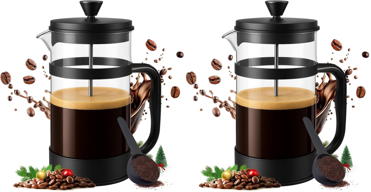 Utopia Kitchen Manual French Press with Borosilicate Carafe – Statement Coffee Brewer for Open-Concept Kitchens, Red 34 Oz