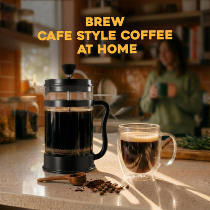 Utopia Kitchen Manual French Press with Borosilicate Carafe – Statement Coffee Brewer for Open-Concept Kitchens, Red 34 Oz