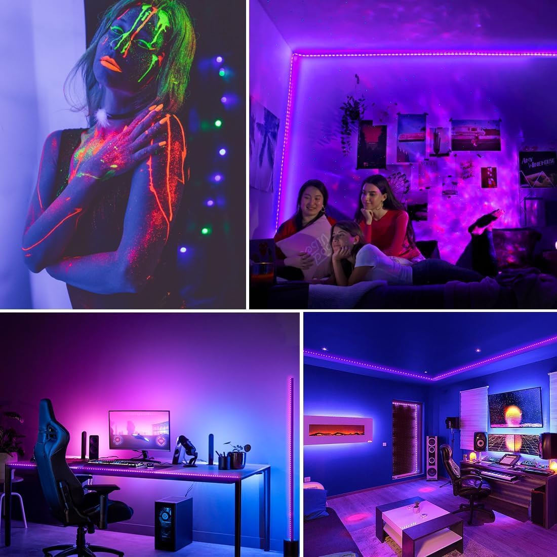 UV Strip Light for Living Room Aesthetic – Flexible Glow Accent Lighting for Modern Home Interiors