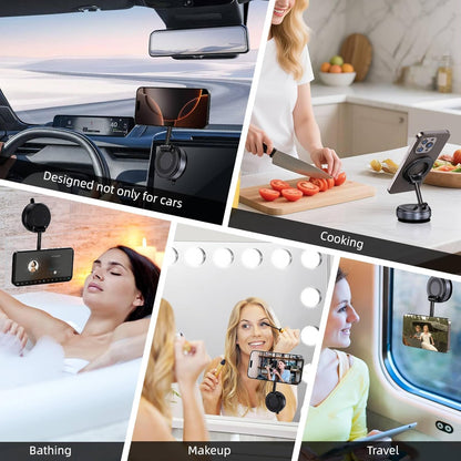 Vacuum Magnetic Suction Phone Holder – Heavy-Duty Magnetic Phone Mount for Trucks, Rideshare, and Long Commutes, Black