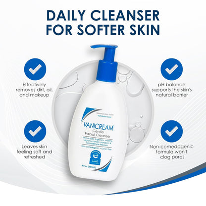 Vanicream Gentle Facial Cleanser Unscented – Gentle Face Wash for Teens Who React to Fragrance and Dyes