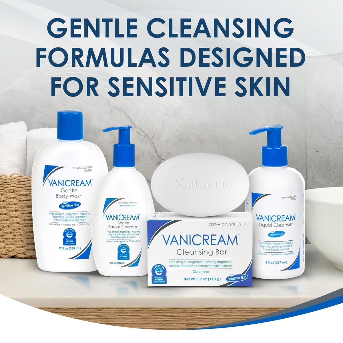 Vanicream Liquid Cleanser – Skin-Safe Everyday Cleanser Without Sulfates Lanolin or Formaldehyde, Family Bathroom Use