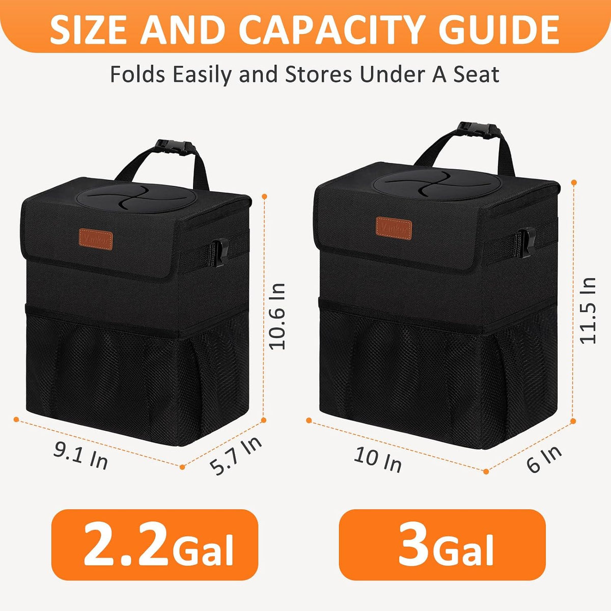 Vankor Leak Proof Car Garbage Can – Practical Holiday Gift for Mom, Foldable SUV Accessory
