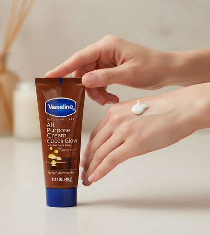 Vaseline All Purpose Cocoa Glow Cream – Housewarming Pampering Present for Friends and Family, Four 1.41 FL Oz Tubes