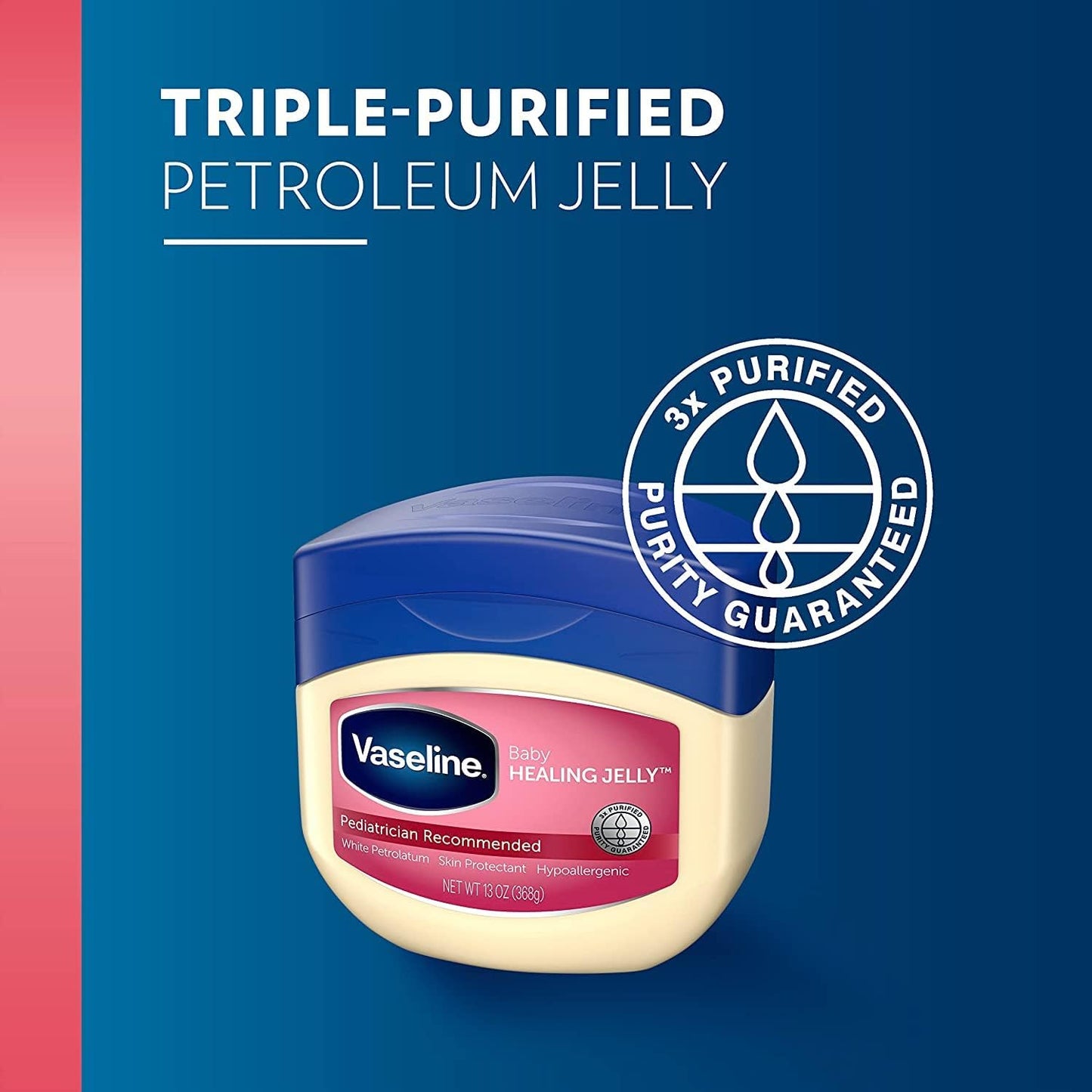 Vaseline Baby Petroleum Jelly 4 Count – Sensitive-Skin Safe Moisturizer for Diaper Bags and Infant Bath Stations