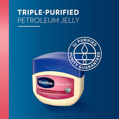 Vaseline Baby Petroleum Jelly 4 Count – Sensitive-Skin Safe Moisturizer for Diaper Bags and Infant Bath Stations