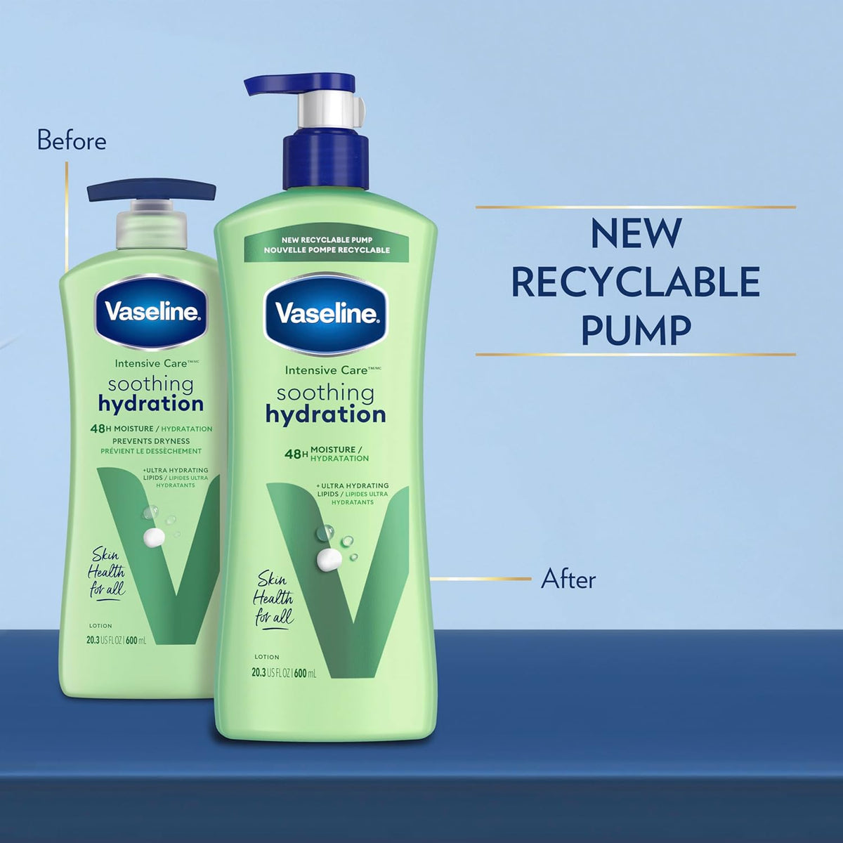 Vaseline Intensive Care Body Lotion for Dry Skin – Soothing Nightly Moisturizer for Post-Shower Self-Care Rituals, Pack of 3
