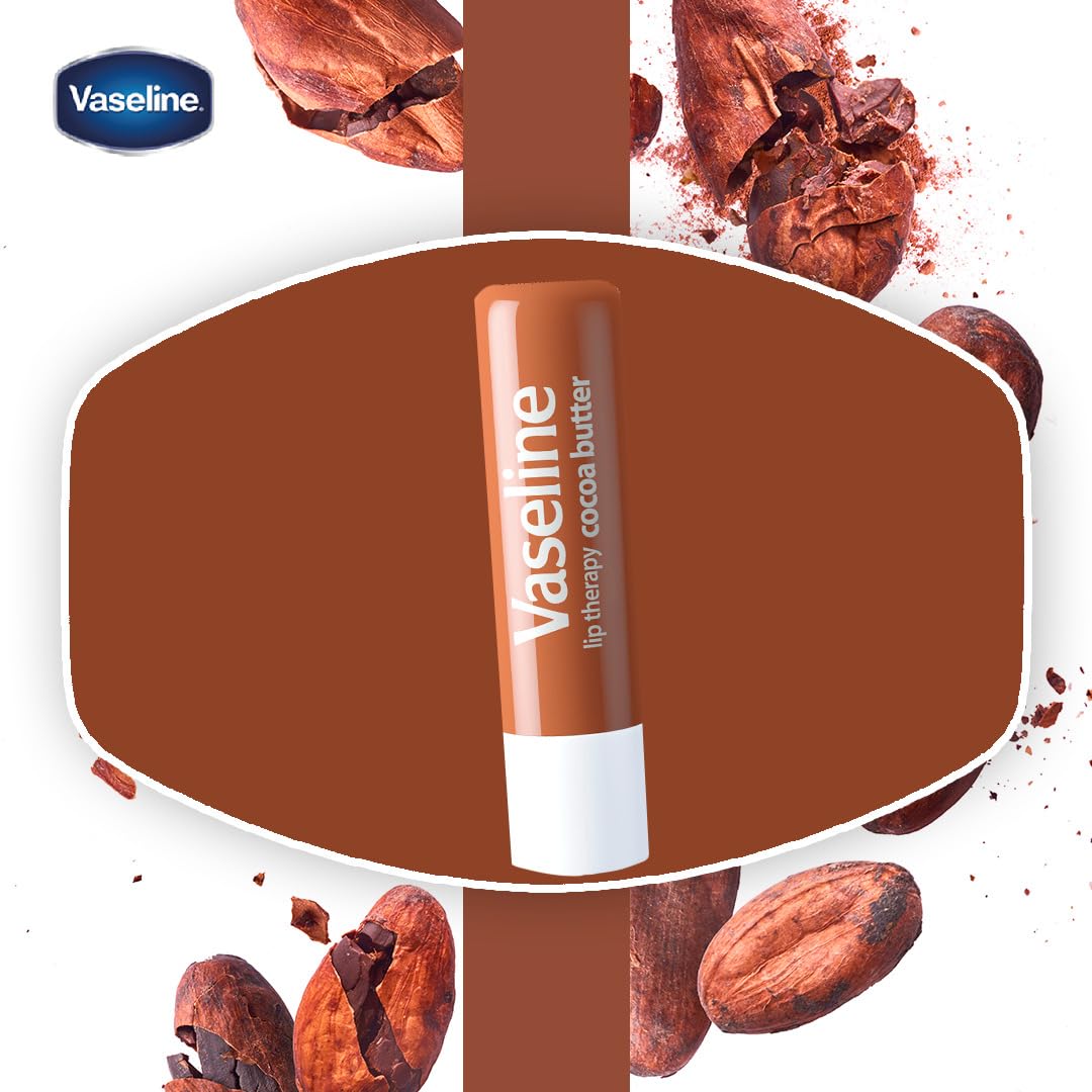 Vaseline Lip Therapy Cocoa Butter Twin Pack – Mindful Wind-Down Routine Staple, Petroleum Jelly Lip Therapy Stick
