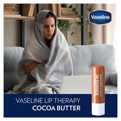 Vaseline Lip Therapy Cocoa Butter Twin Pack – Mindful Wind-Down Routine Staple, Petroleum Jelly Lip Therapy Stick
