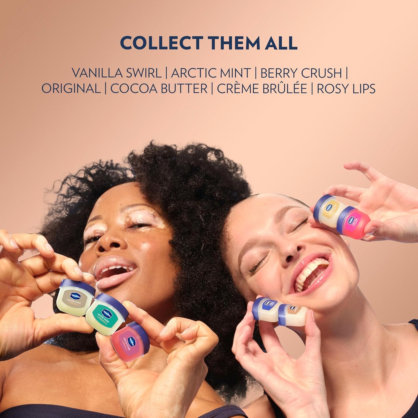 Vaseline Petroleum Jelly Cocoa Butter Mini Lip Balm Pair – Streamlined Daily Lip Balm, Two-Unit Clean Set