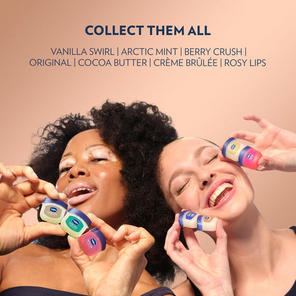 Vaseline Petroleum Jelly Cocoa Butter Mini Lip Balm Pair – Streamlined Daily Lip Balm, Two-Unit Clean Set