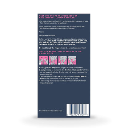 VEET Hair Removal Wax Strips – Nurturing Your Skin, Ready-To-Use Kit for Stress-Free Body Grooming