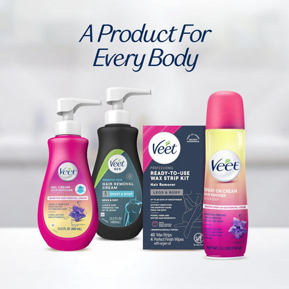 VEET Hair Removal Wax Strips – Nurturing Your Skin, Ready-To-Use Kit for Stress-Free Body Grooming