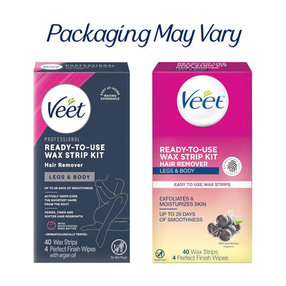 VEET Hair Removal Wax Strips – Nurturing Your Skin, Ready-To-Use Kit for Stress-Free Body Grooming