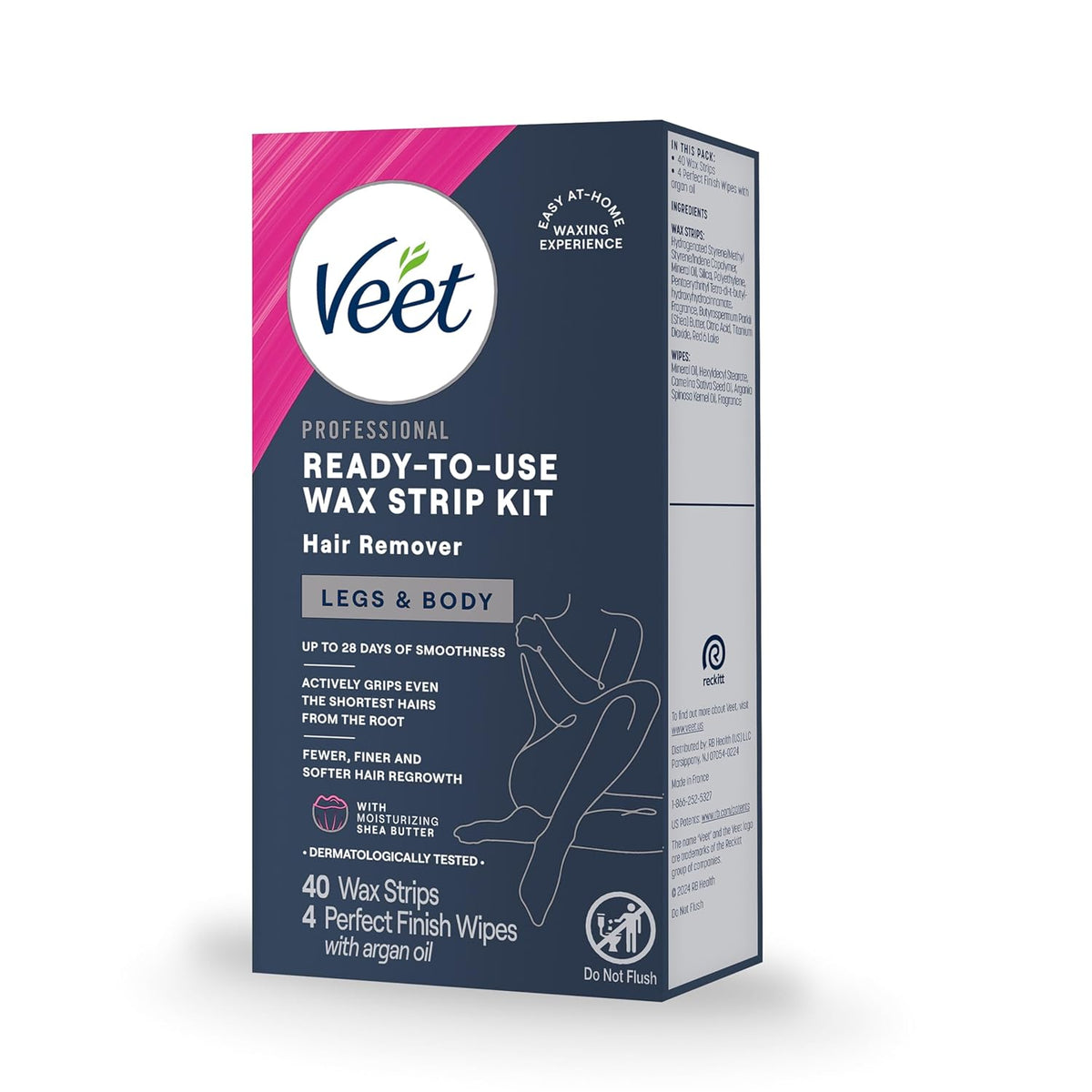 VEET Hair Removal Wax Strips – Nurturing Your Skin, Ready-To-Use Kit for Stress-Free Body Grooming