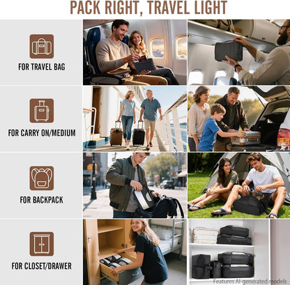 Veken 8-Piece Packing Cube Set – Holiday Gift for Frequent Travelers, Luggage Organizers with Toiletry and Passport Wallet