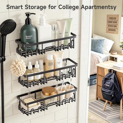 Veken Shower Caddy 6-Pack – Intentional Bathroom Organizer, Less-Is-More Wall Shower Set in 12 Tones