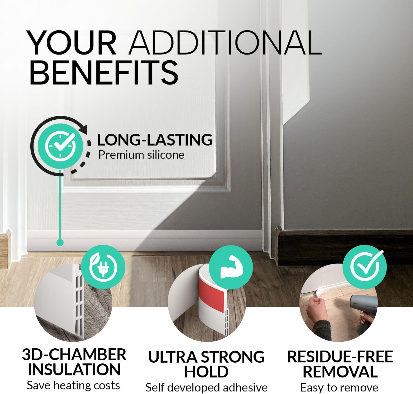 Vellure® Door Seal Strip Bottom of Door – Restful Sleep Atmosphere Builder, Eliminates Drafts in Bedrooms