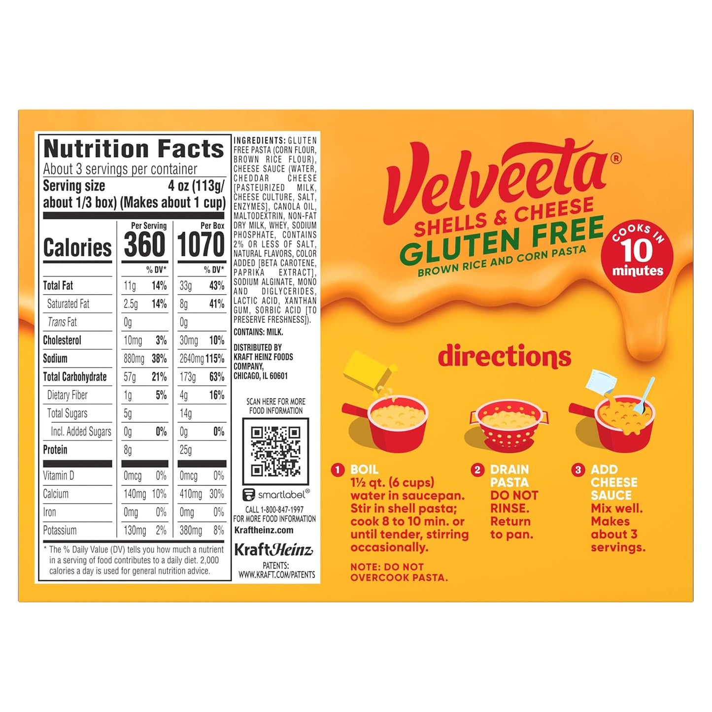 Velveeta Gluten Free Shells & Cheese, Kid Friendly Pantry Staple for Mixed Households, 12 oz Box