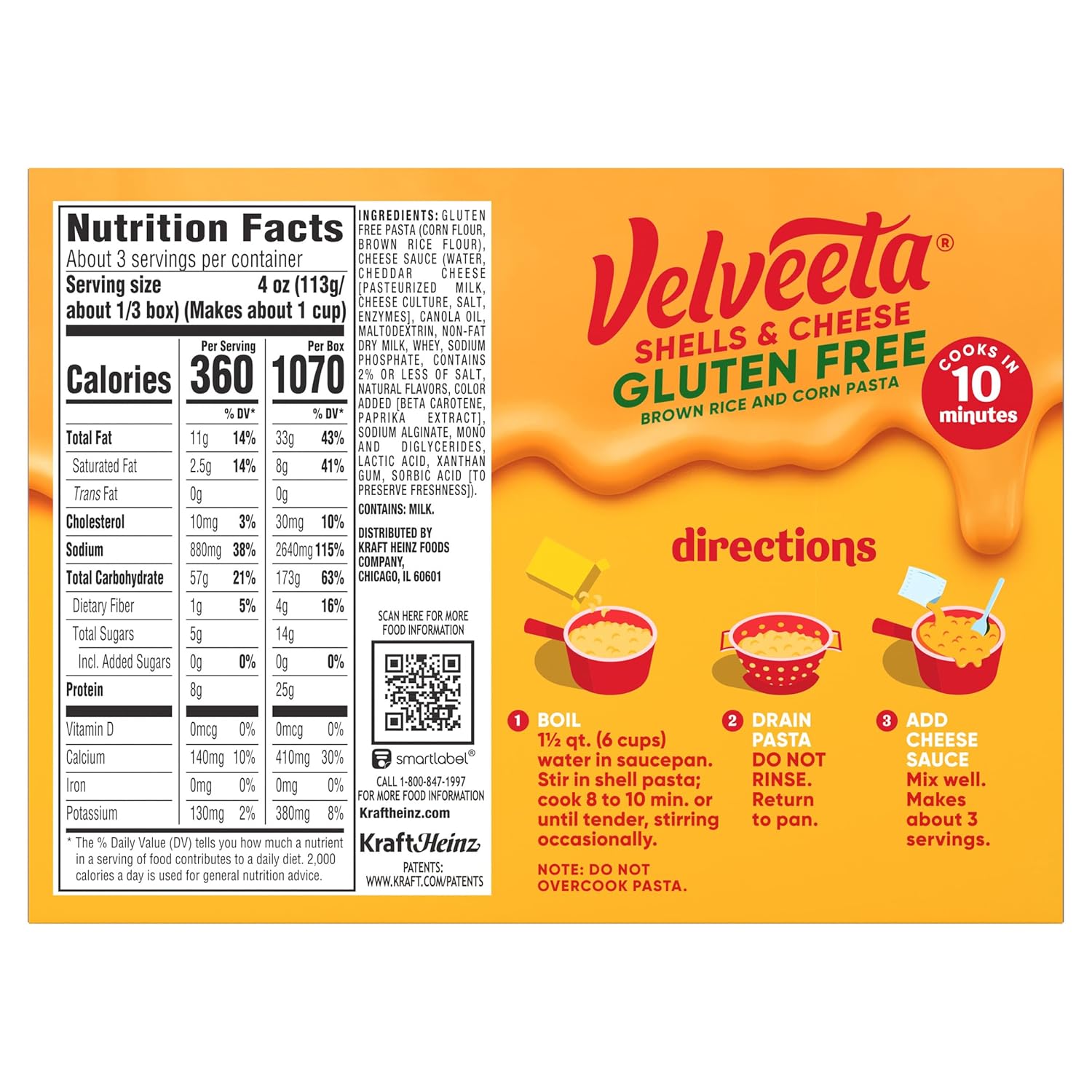Velveeta Gluten Free Shells & Cheese, Kid Friendly Pantry Staple for Mixed Households, 12 oz Box